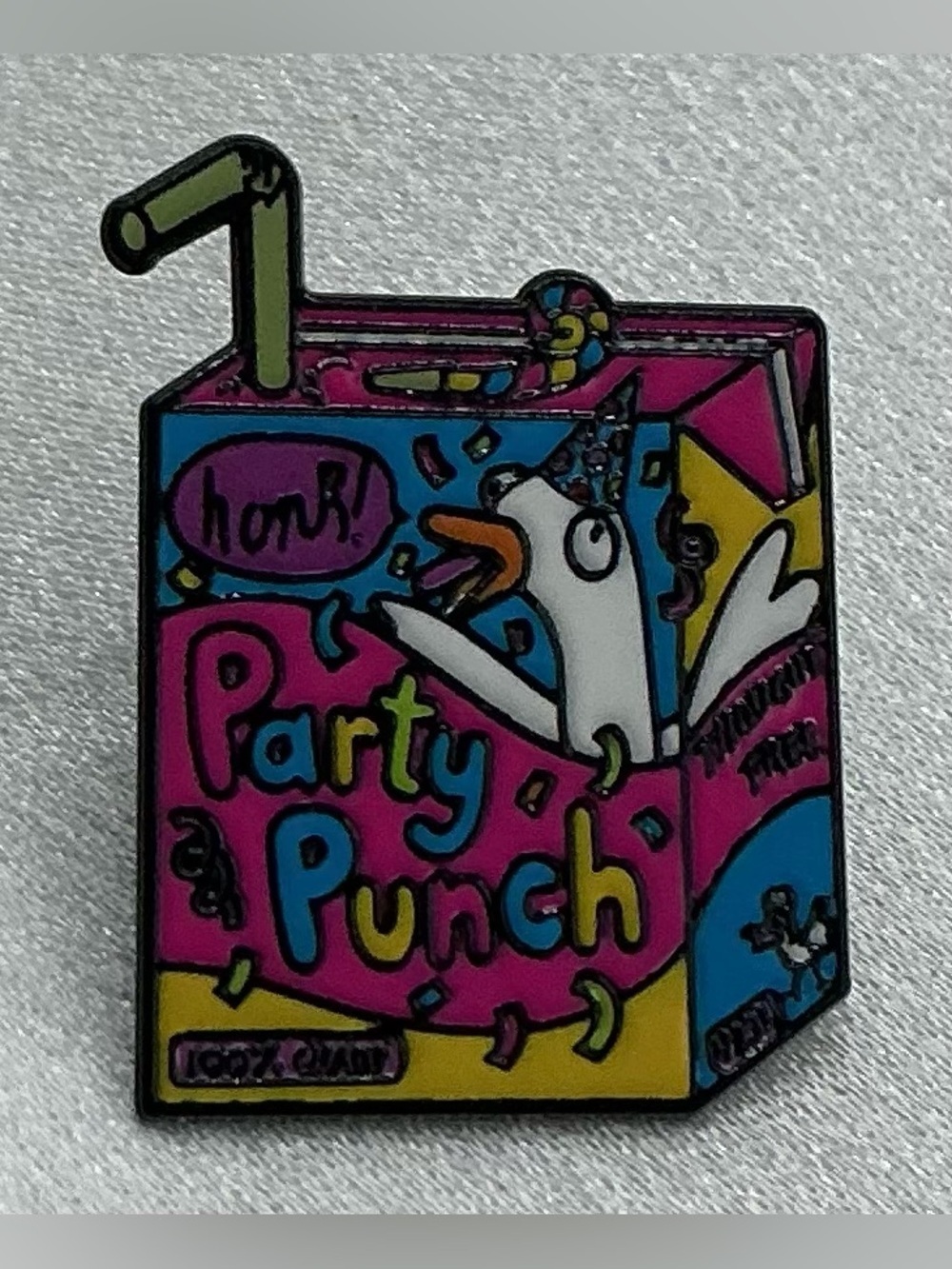 ENAMEL LAPEL PIN GOOSE PARTY PUNCH